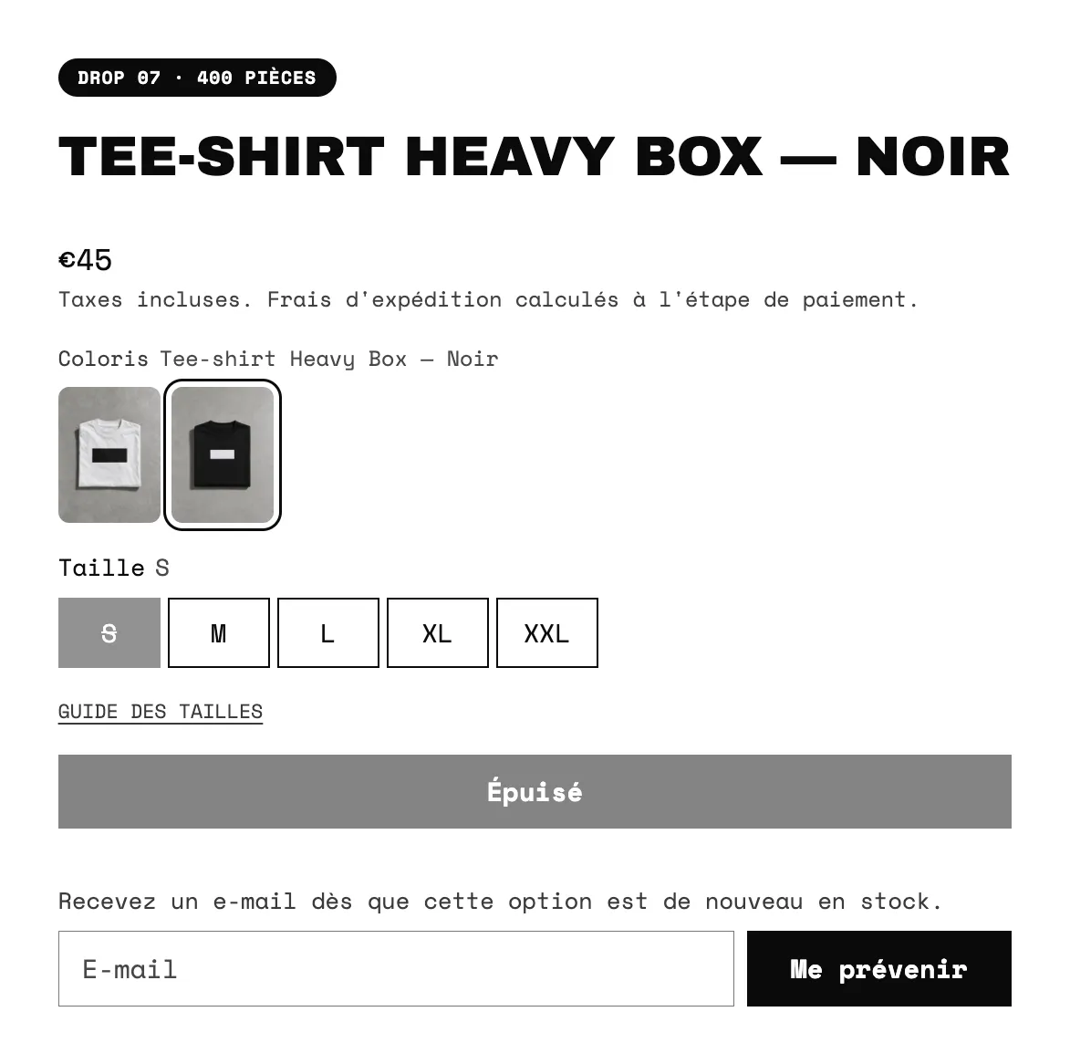 Aperçu : Alerte de retour en stock