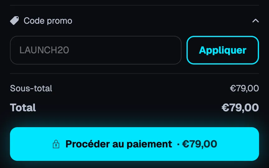 Aperçu : Code promo dans le panier