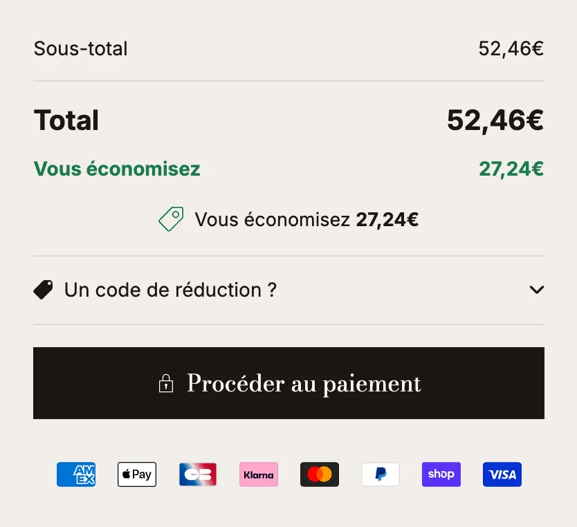Aperçu : Montant économisé mis en avant