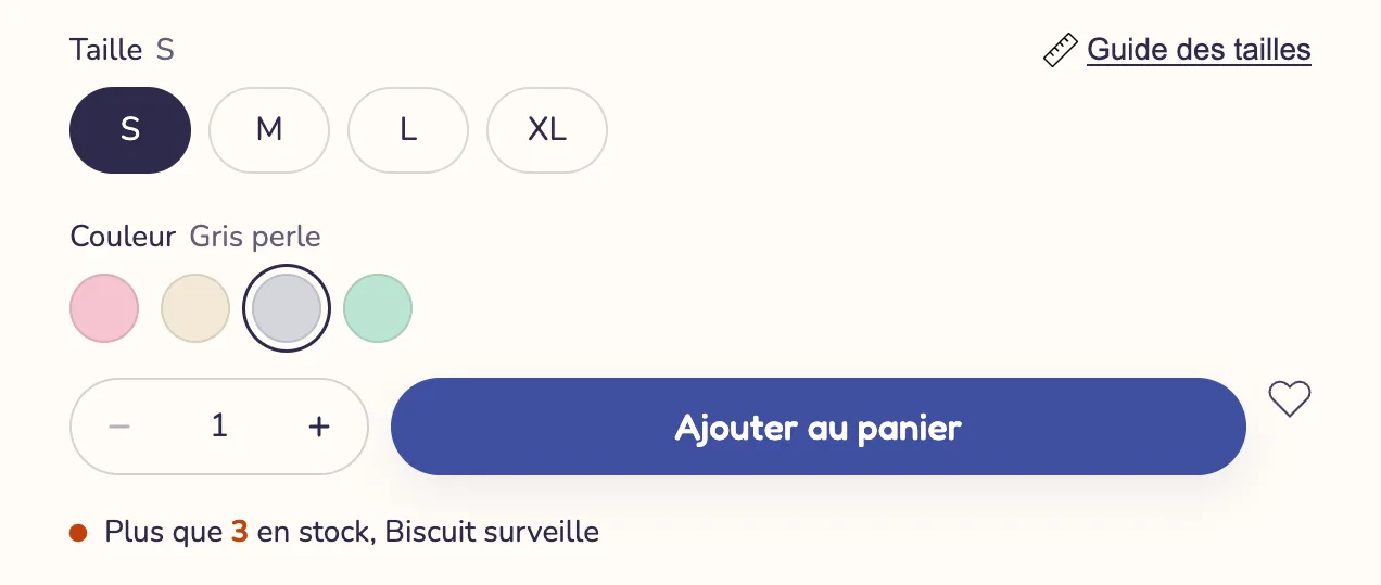 Aperçu : Indicateur de stock
