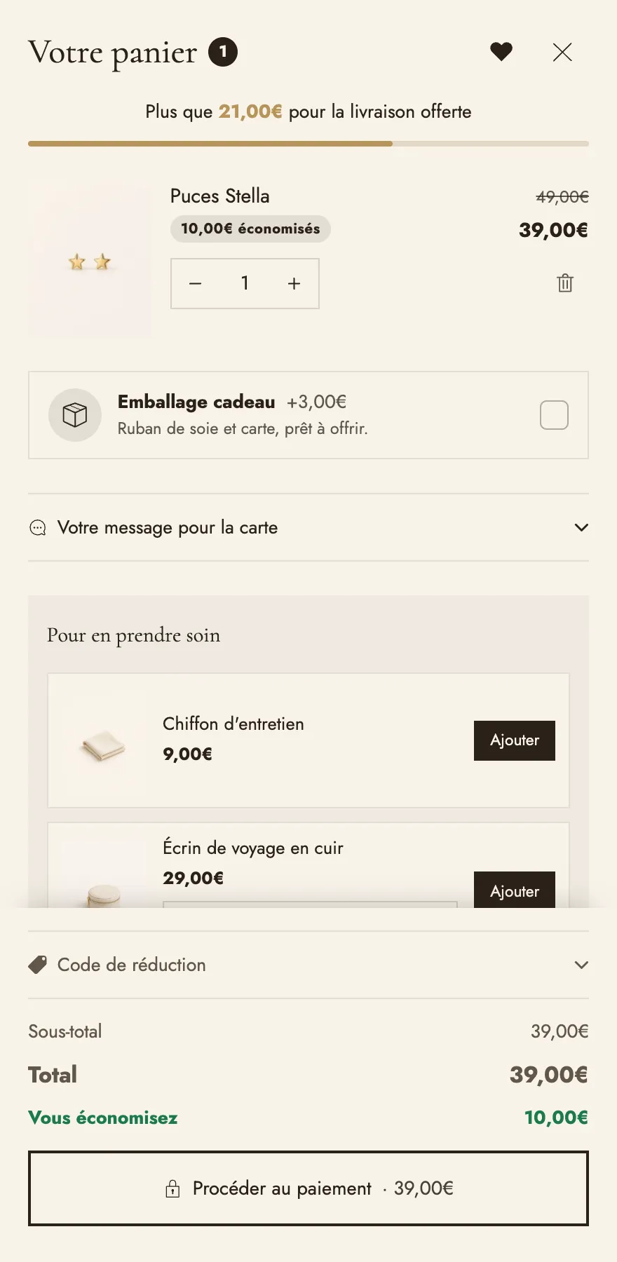 Aperçu : Barre de livraison offerte