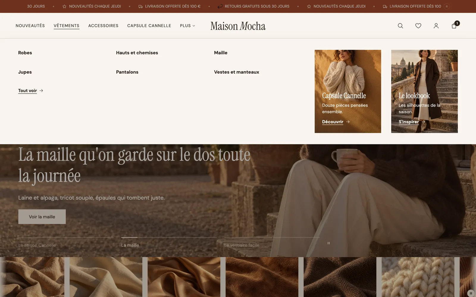 Aperçu : Méga menu avec visuels