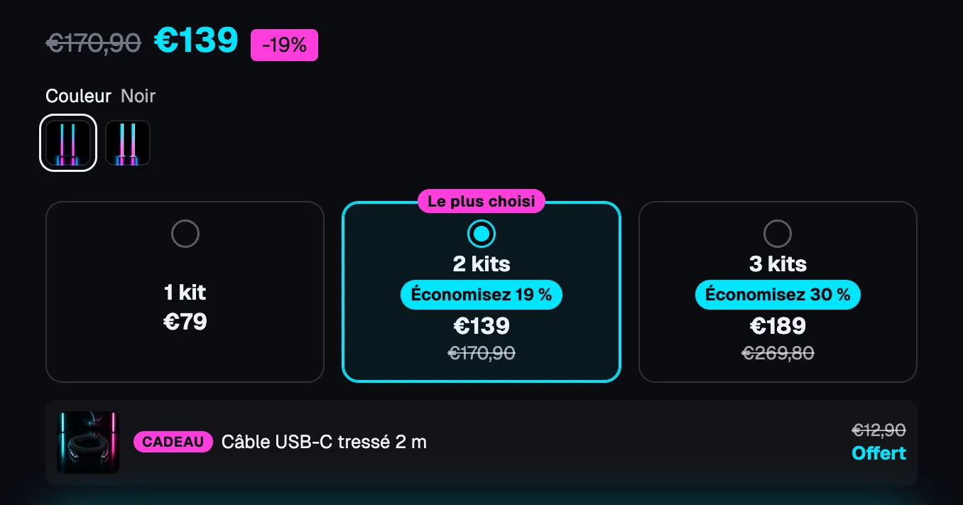 Aperçu : Cadeau offert à partir d'un palier