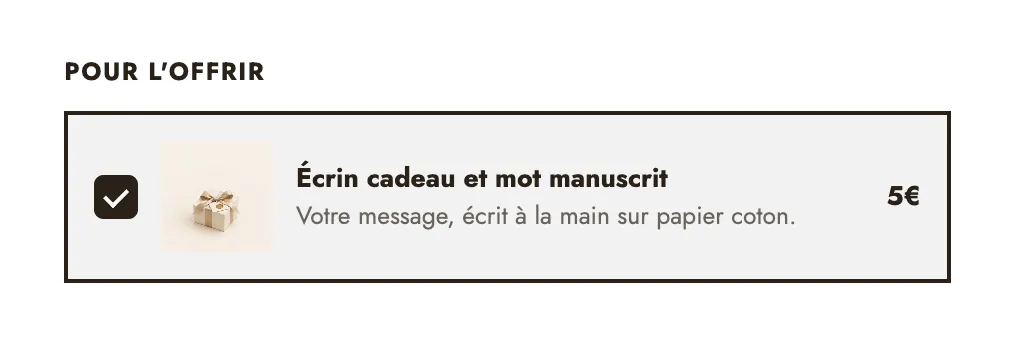 Aperçu : Option cadeau rattachée au produit