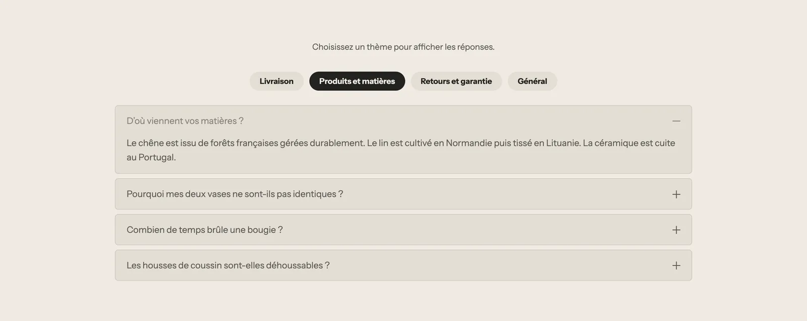 Aperçu : Pages FAQ et Aide