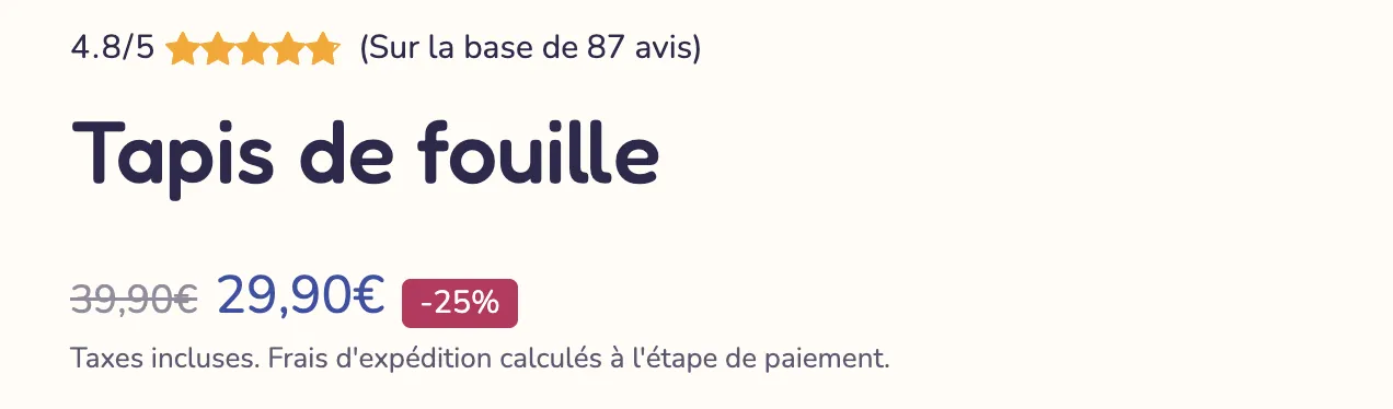 Aperçu : Prix, prix barré et étiquette de réduction