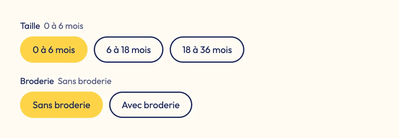 Aperçu : Sélecteur de variantes personnalisable