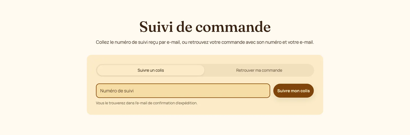 Aperçu : Suivi de commande